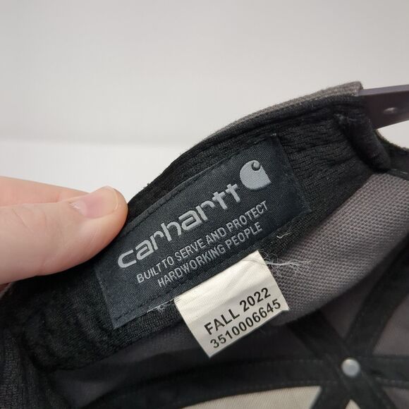 Carhartt Snapback Hat Gray One Size Adjustable Embroidered Patch Logo 6 Panel - Picture 8 of 8